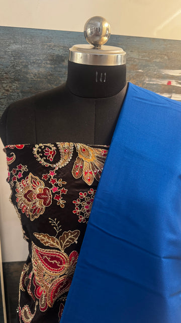 Designer Blouse Fabric - Crepe Silk Black1