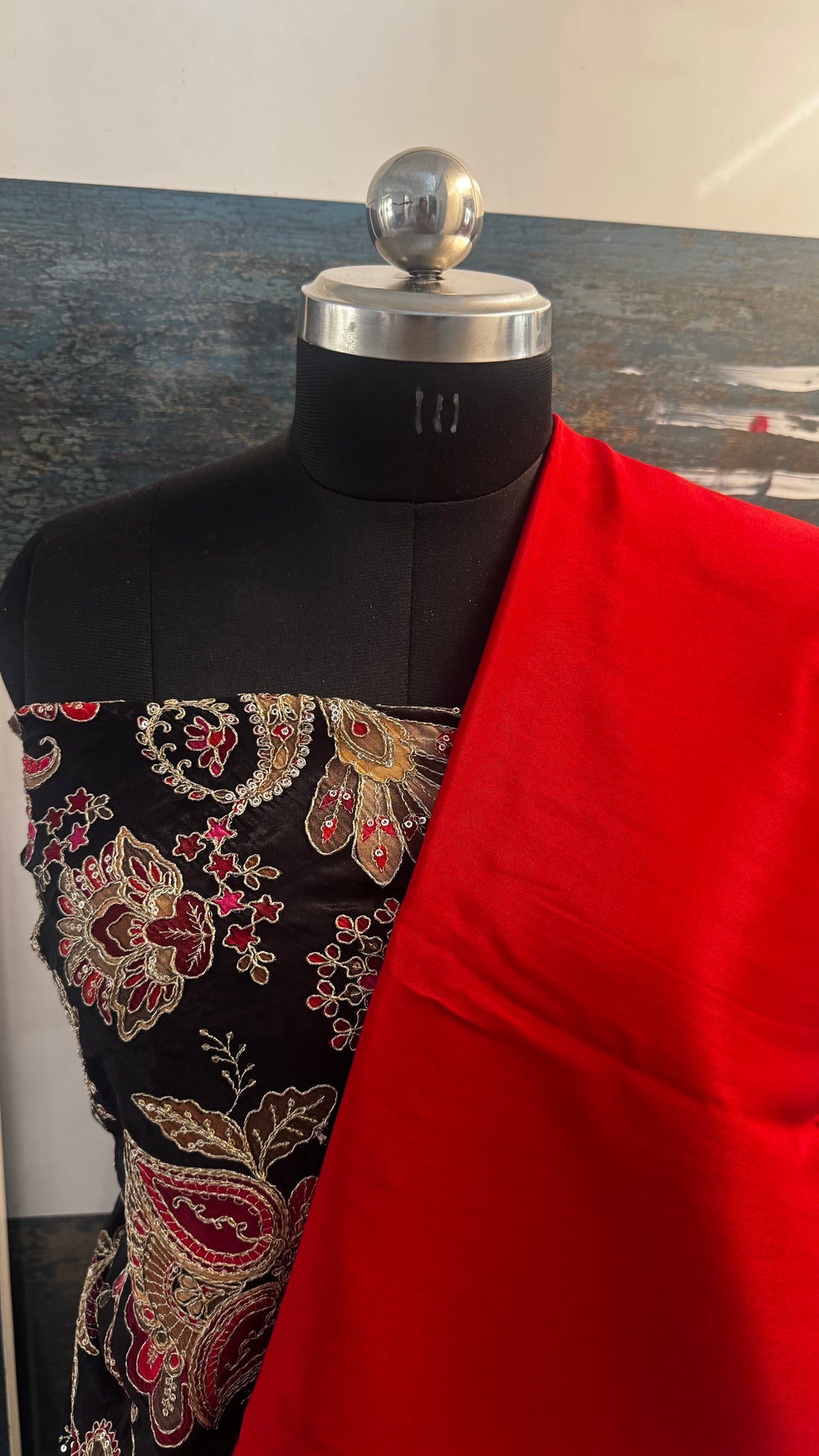 Designer Blouse Fabric - Crepe Silk Black1