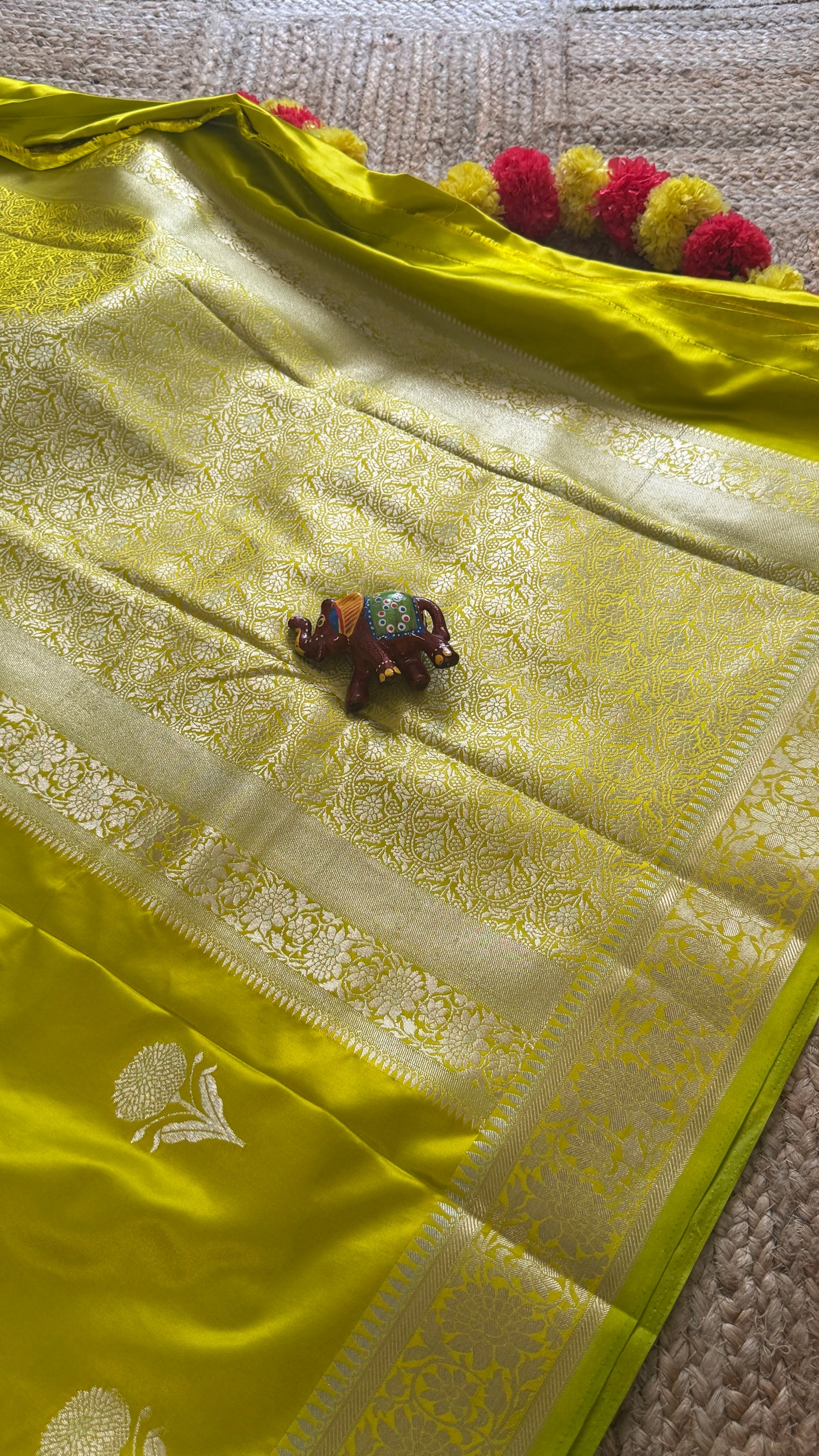 Satin Silk Saree - Mustard Yellow with Zari Boarder