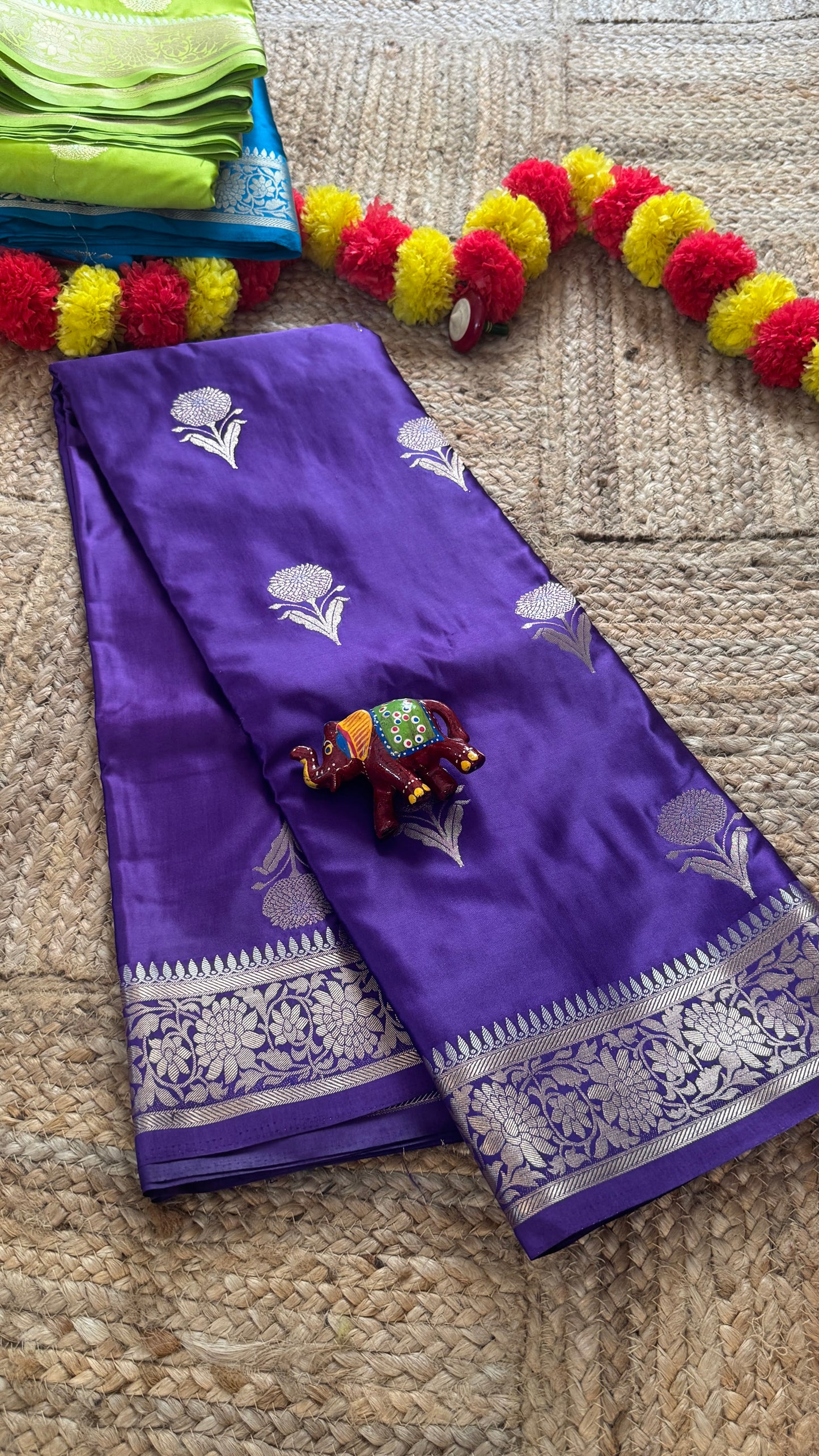 Satin Silk Saree - Navy Blue with Zari Boarder