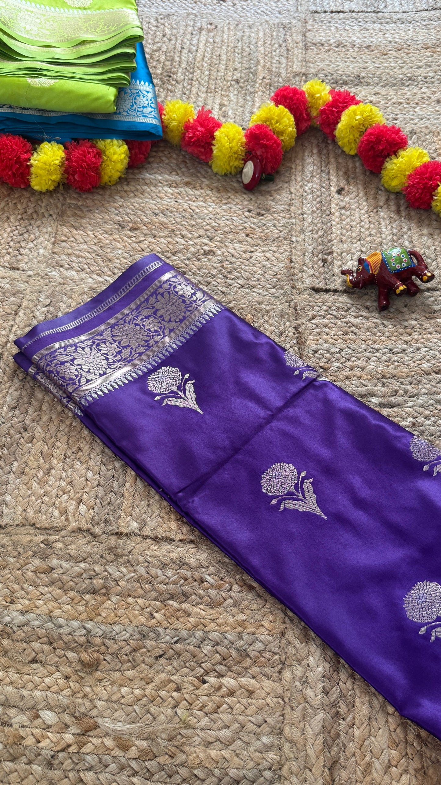 Satin Silk Saree - Navy Blue with Zari Boarder