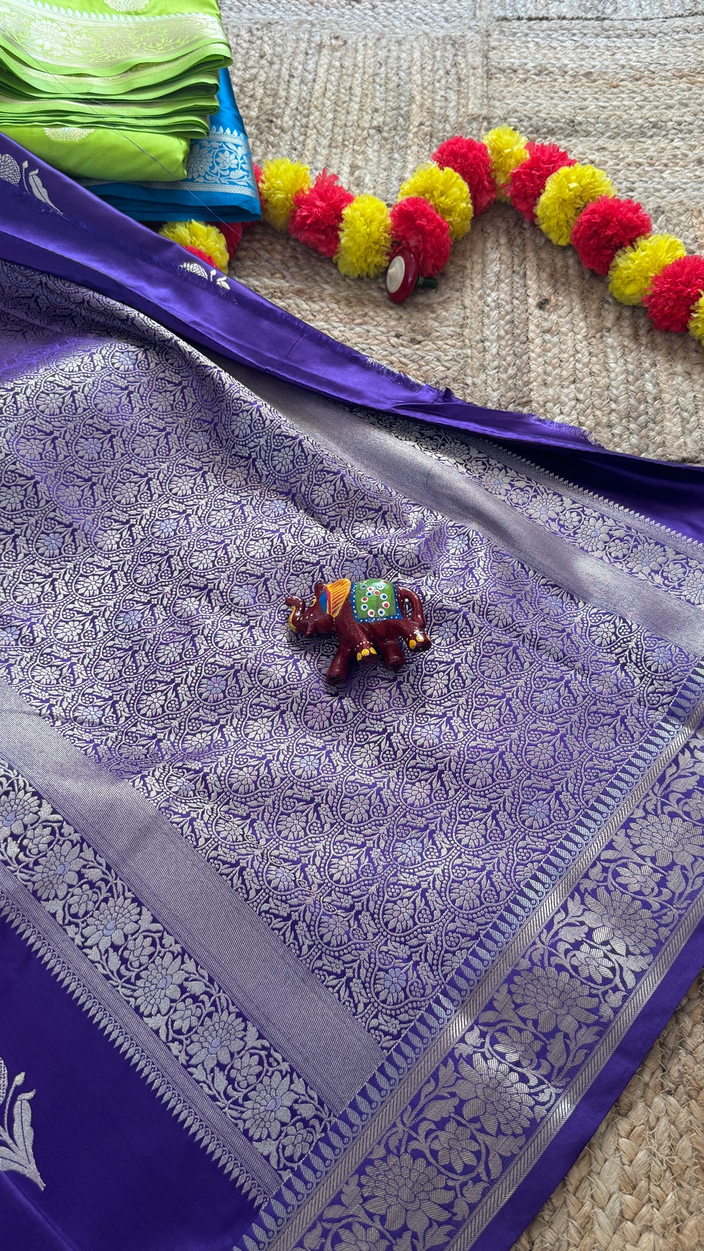 Satin Silk Saree - Navy Blue with Zari Boarder