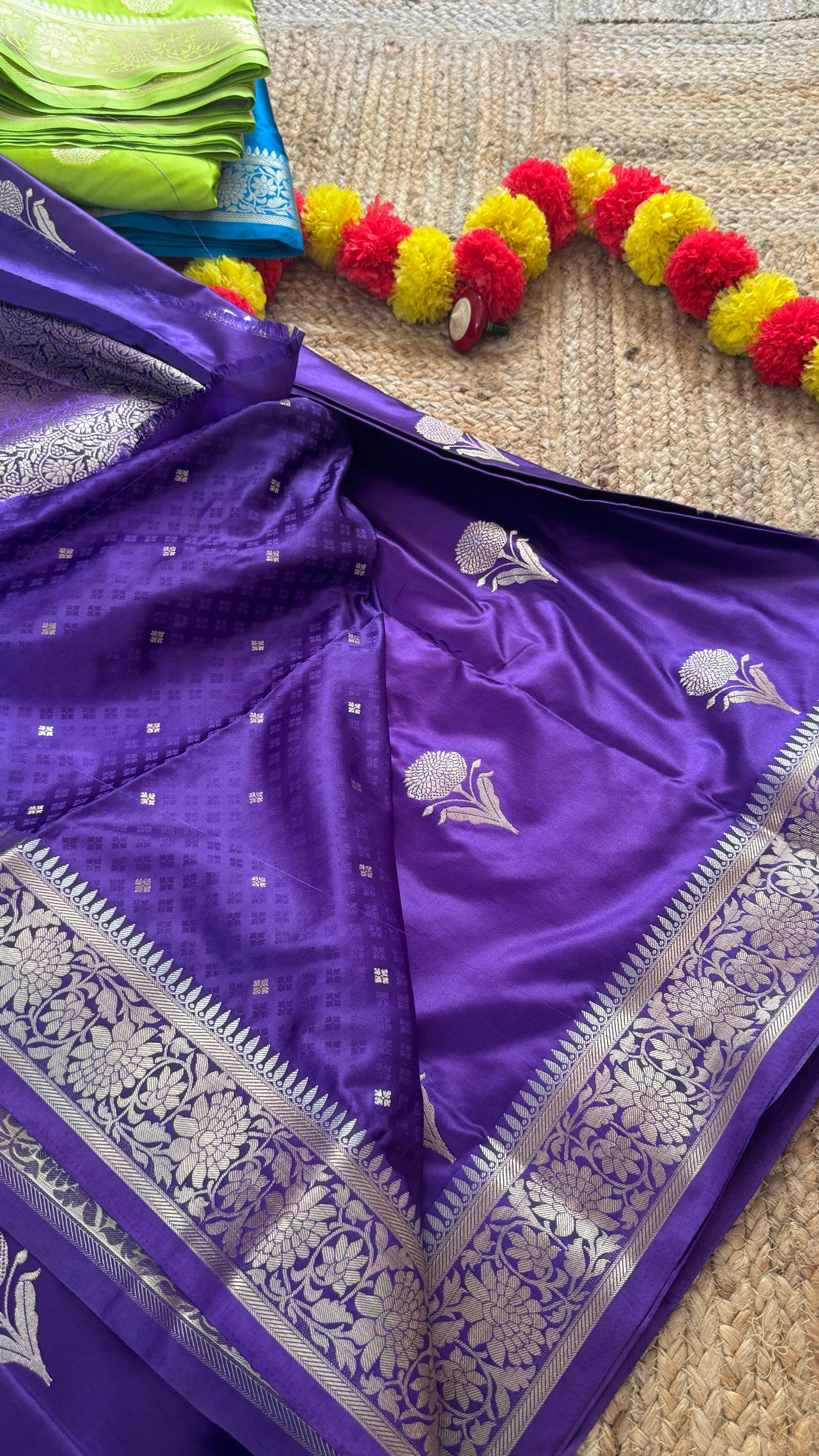 Satin Silk Saree - Navy Blue with Zari Boarder