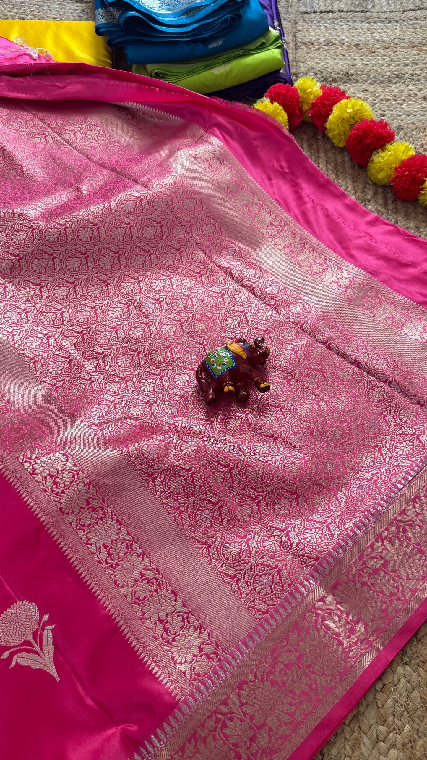 Satin Silk Saree - Peach with Zari Boarder