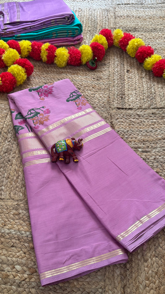 Semi Silk Kalamkari Print Saree  - Pink