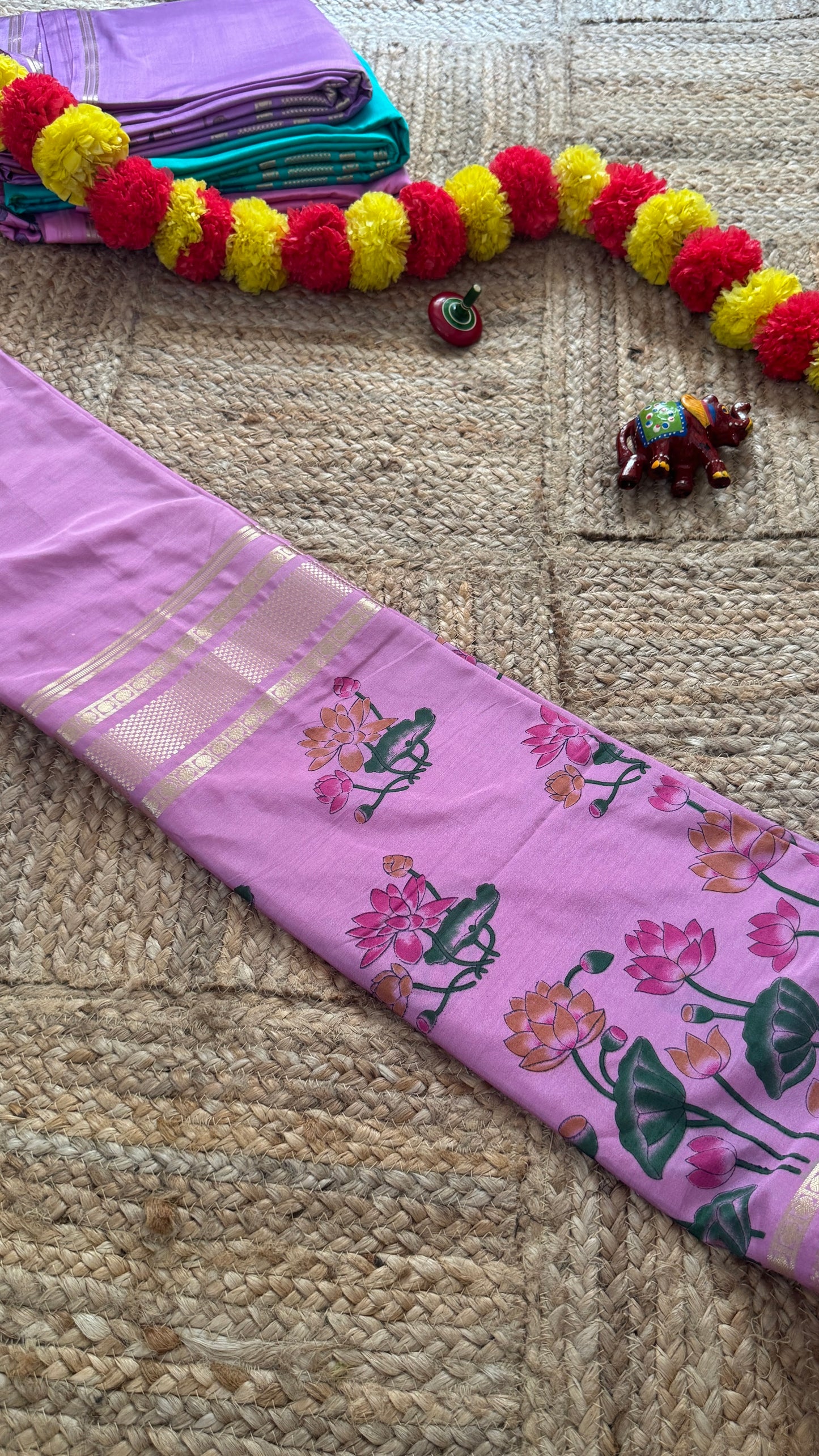 Semi Silk Kalamkari Print Saree  - Pink