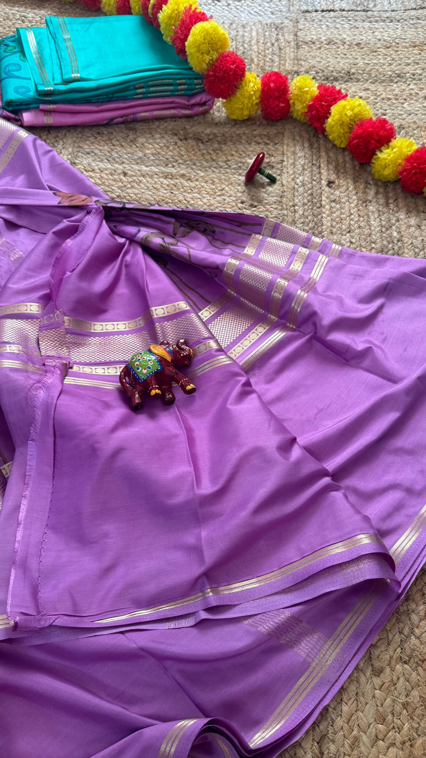 Semi Silk Kalamkari Print Saree  - Light Purple