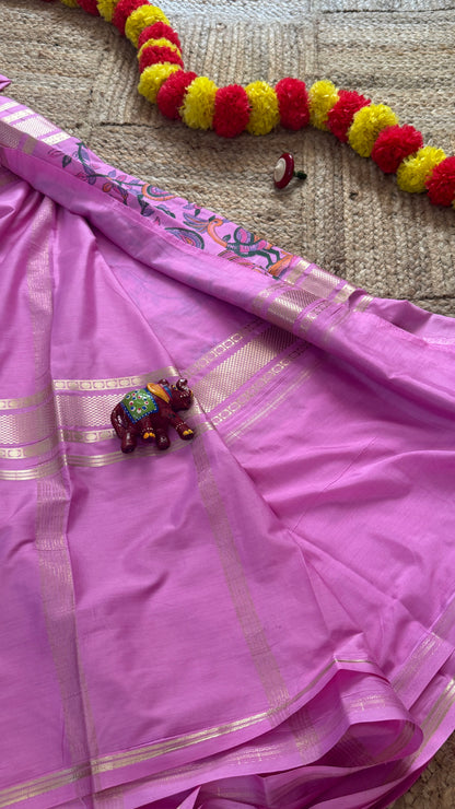 Semi Silk Kalamkari Print Saree  - Pink1