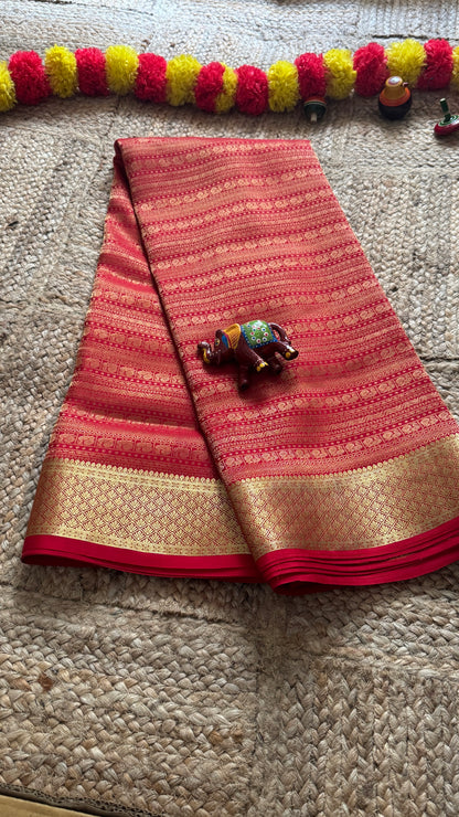 1. Pure Mysore Silk Bridal Saree – Royal Grandeur RED