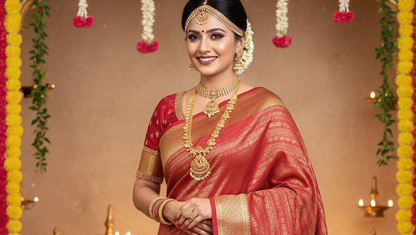 1. Pure Mysore Silk Bridal Saree – Royal Grandeur RED