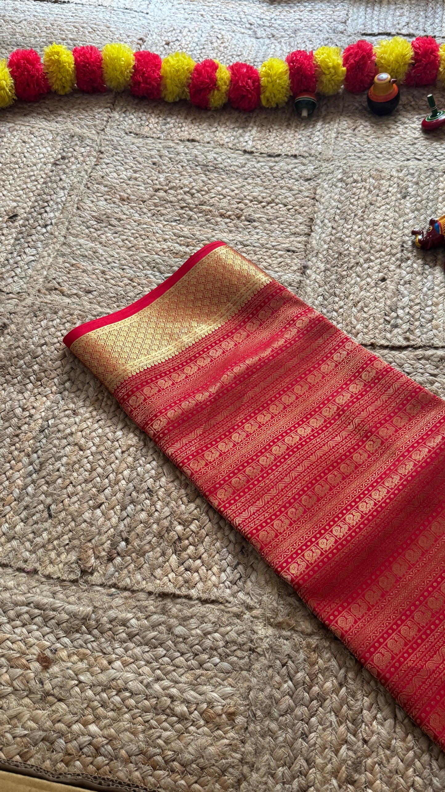 1. Pure Mysore Silk Bridal Saree – Royal Grandeur RED
