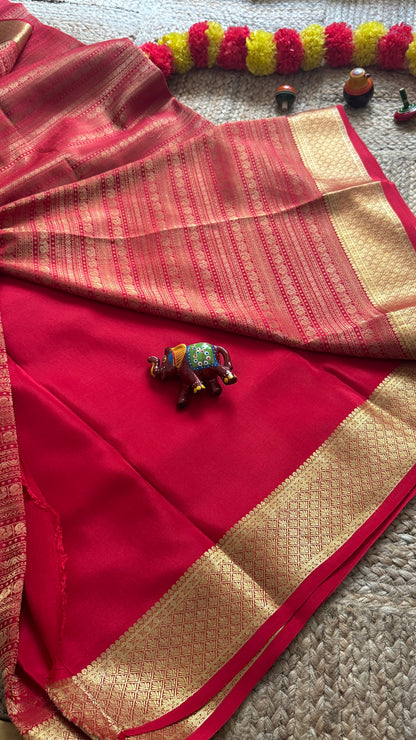 1. Pure Mysore Silk Bridal Saree – Royal Grandeur RED
