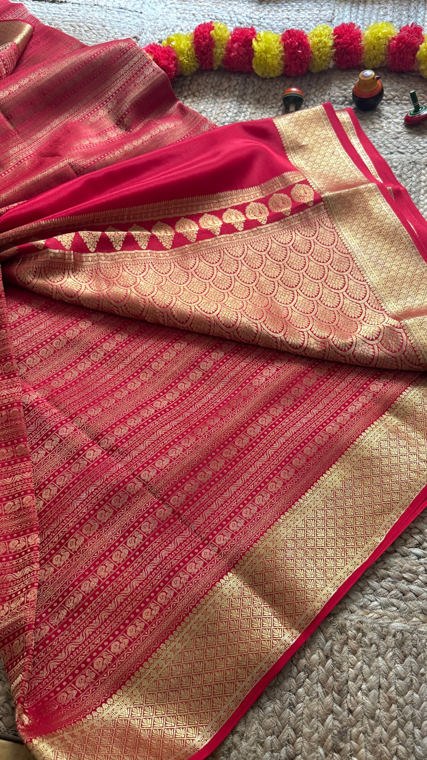 1. Pure Mysore Silk Bridal Saree – Royal Grandeur RED