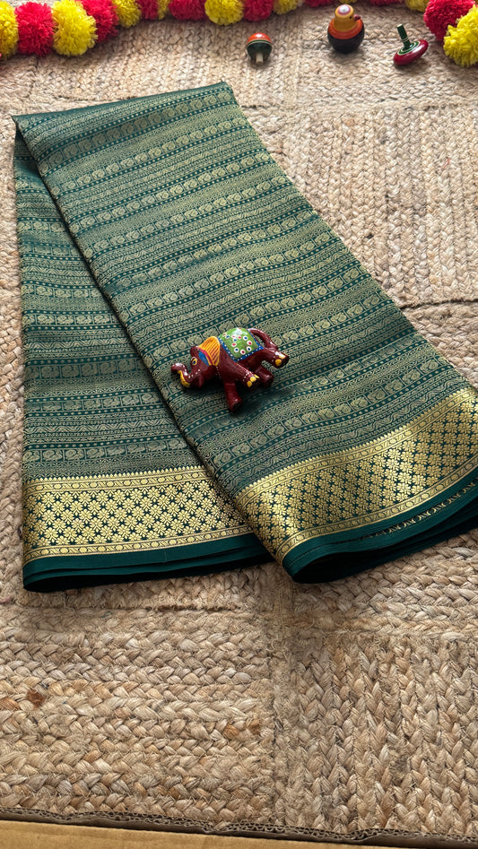 3. Pure Mysore Silk Bridal Saree – Royal Grandeur GREEN