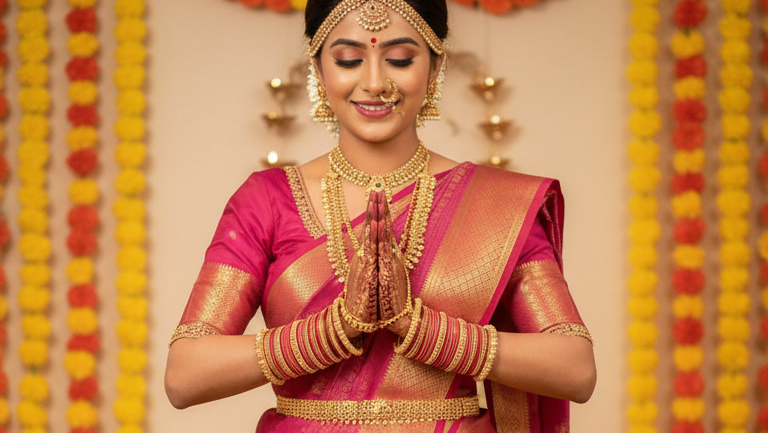 2. Pure Mysore Silk Bridal Saree – Royal Grandeur PINK