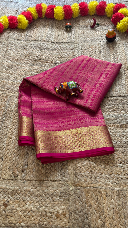 2. Pure Mysore Silk Bridal Saree – Royal Grandeur PINK