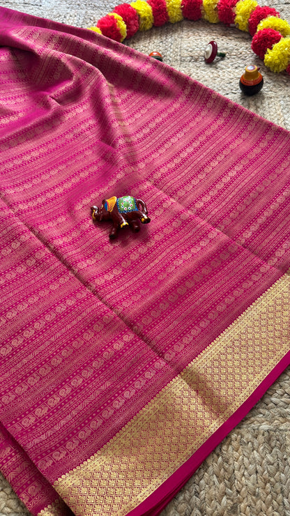 2. Pure Mysore Silk Bridal Saree – Royal Grandeur PINK
