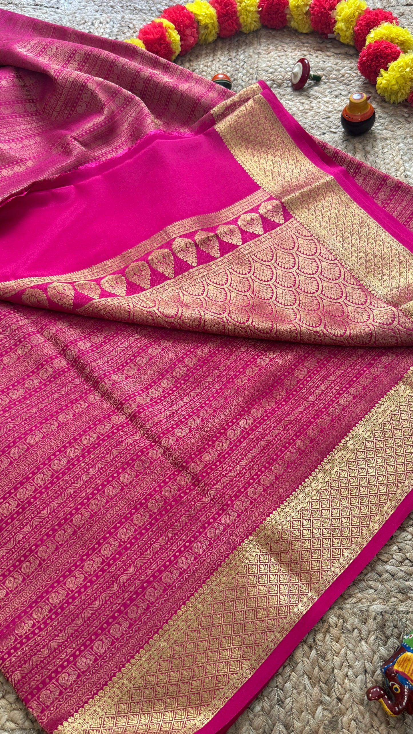 2. Pure Mysore Silk Bridal Saree – Royal Grandeur PINK