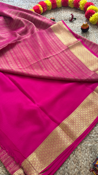 2. Pure Mysore Silk Bridal Saree – Royal Grandeur PINK