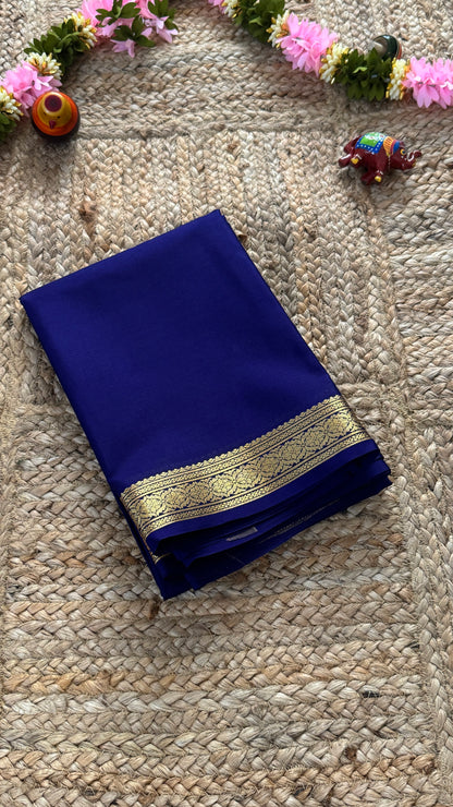 Mysore Silk Lite - Dark Blue small boarder