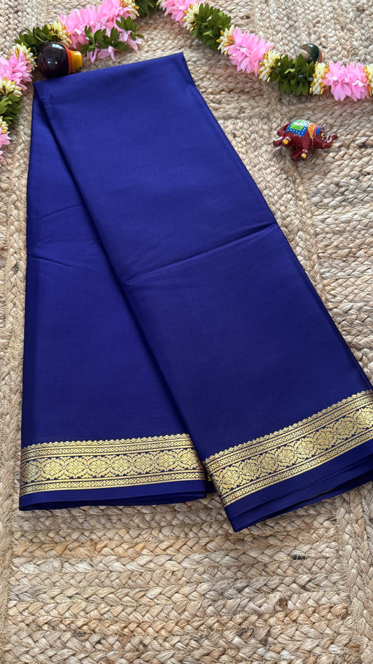 Mysore Silk Lite - Dark Blue small boarder