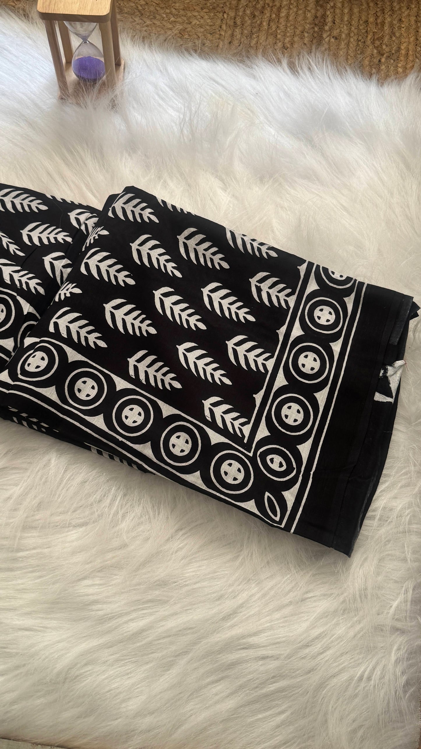 Mul Mul Cotton Sarees - Black and White