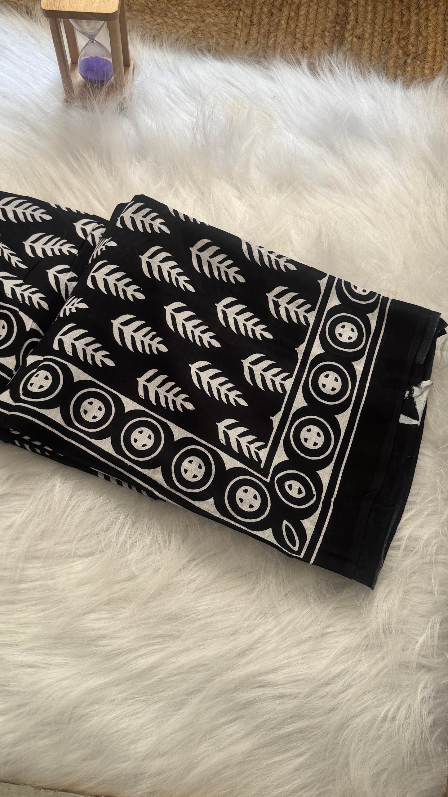 Mul Mul Cotton Sarees - Black and White