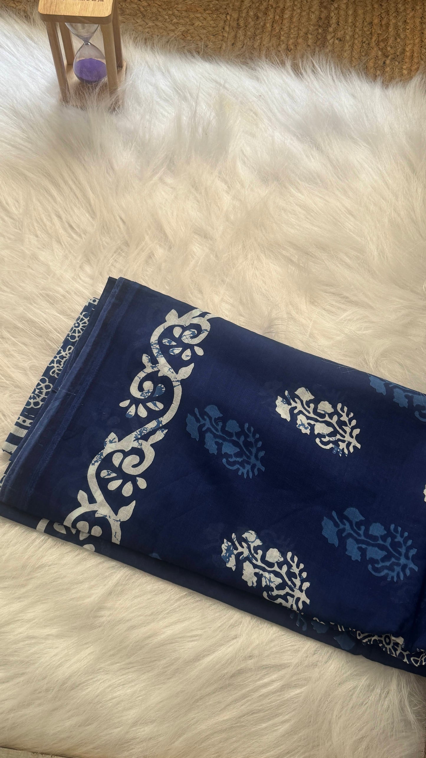Mul Mul Cotton Sarees - Blue and White