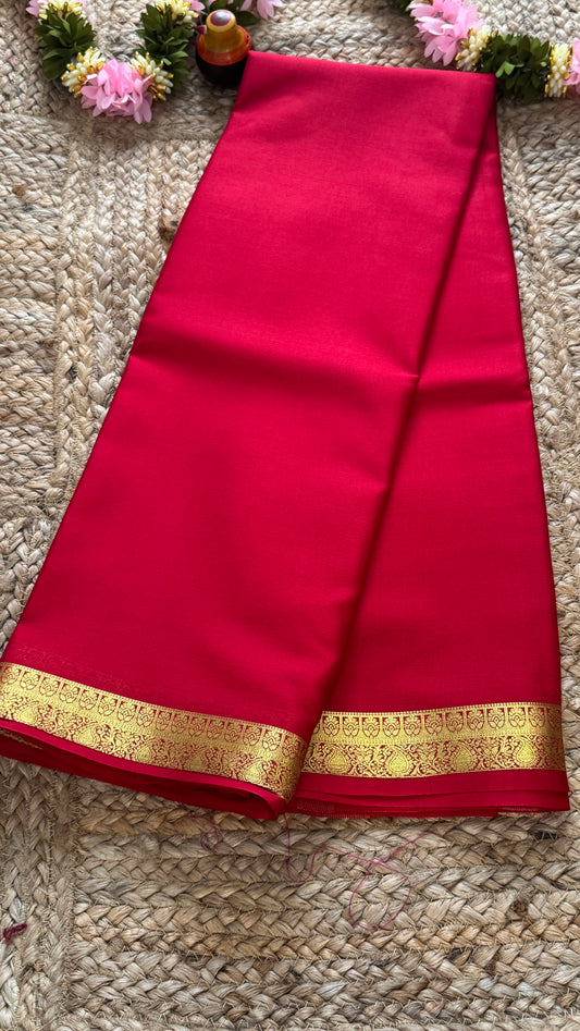 Mysore Silk Lite - Red small boarder