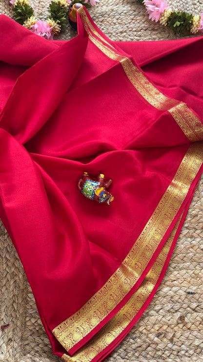 Mysore Silk Lite - Red small boarder