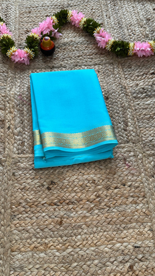 Mysore Silk Lite - Light Blue small boarder