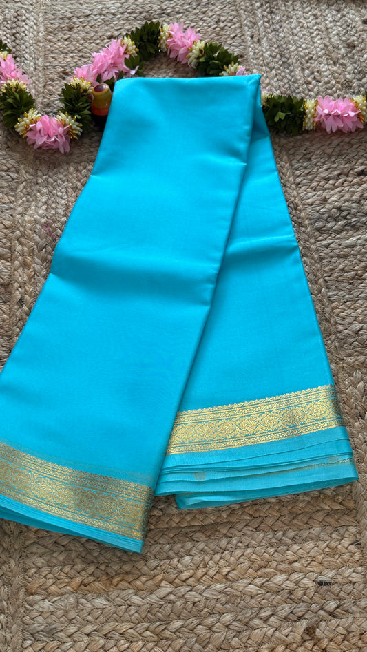 Mysore Silk Lite - Light Blue small boarder
