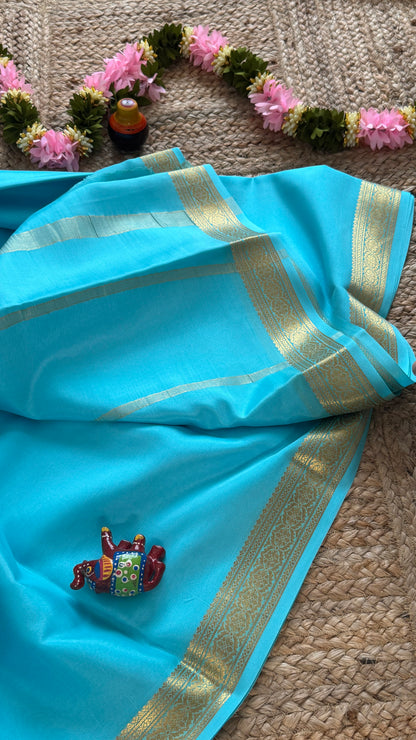 Mysore Silk Lite - Light Blue small boarder