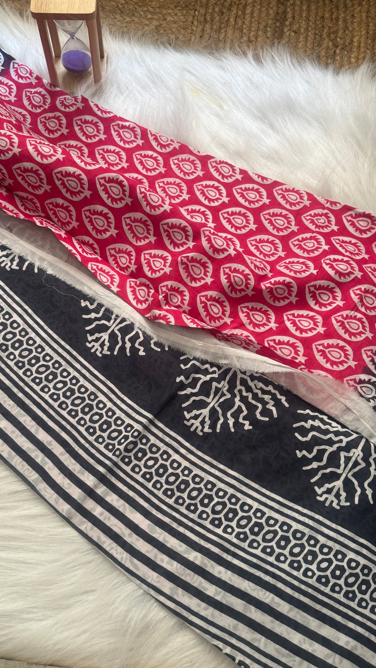 Mul Mul Cotton Sarees -  Black and Light Pink
