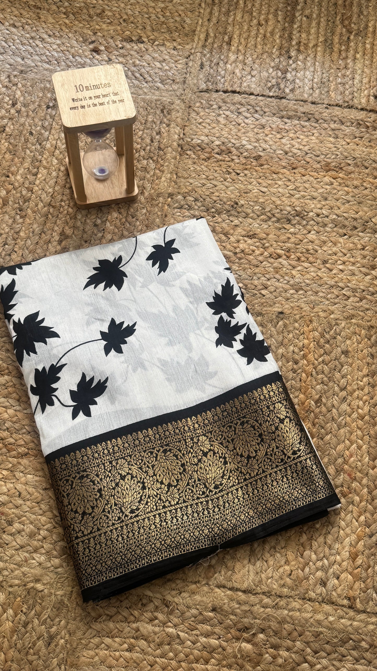 Dola Silk Jacquard Sarees - Black & White with butterfly