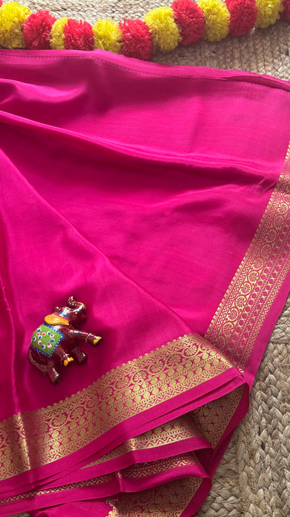 Pure Mysore Silk Saree - Jhumka Zari Solid Pink