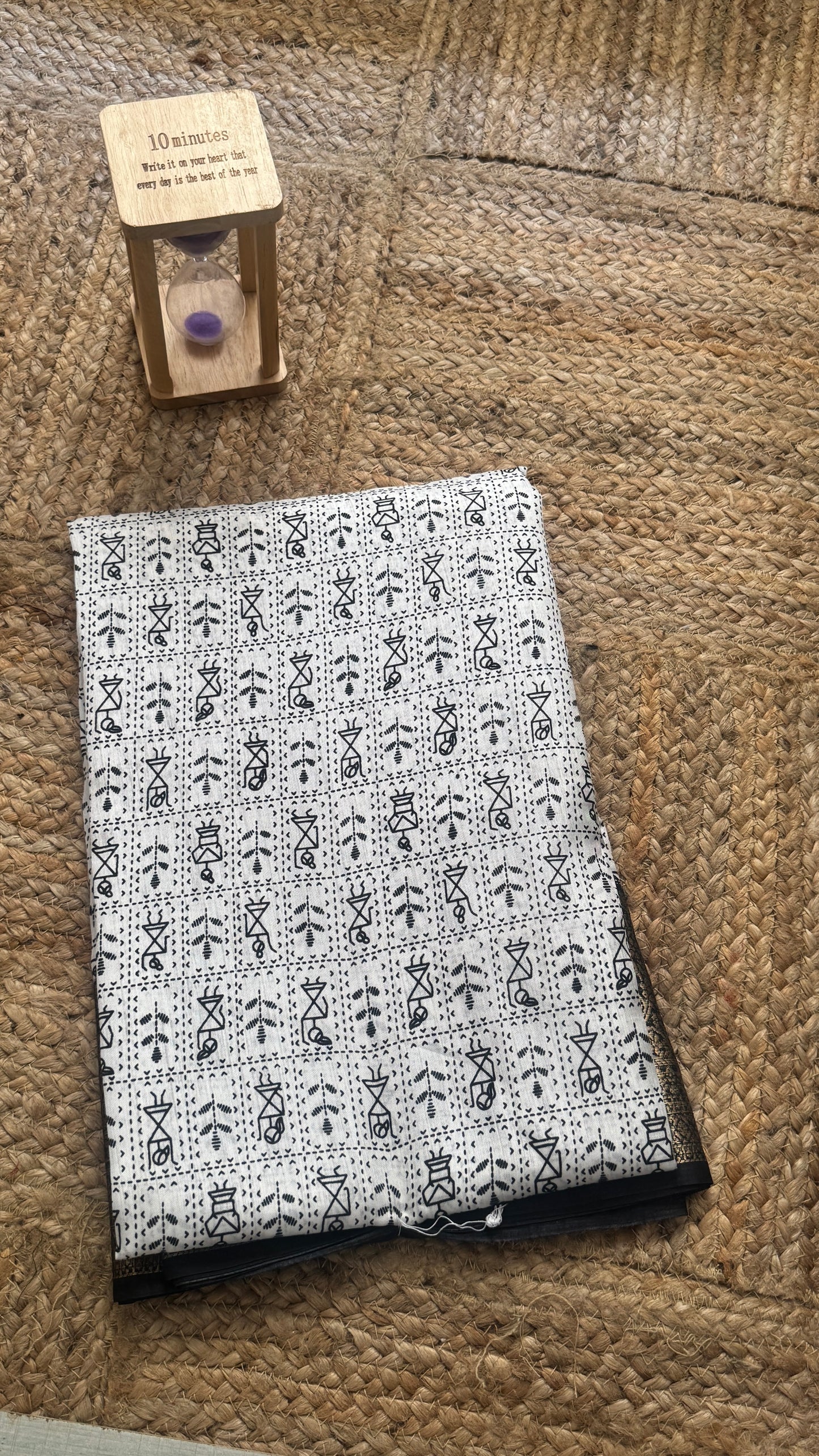 Dola Silk Jacquard Sarees - White with varli prints