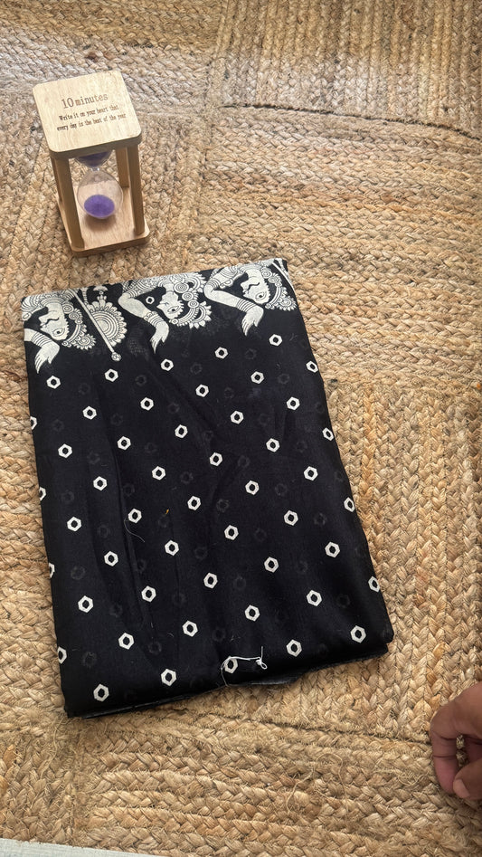 Dola Silk Jacquard Sarees - Black & White with print