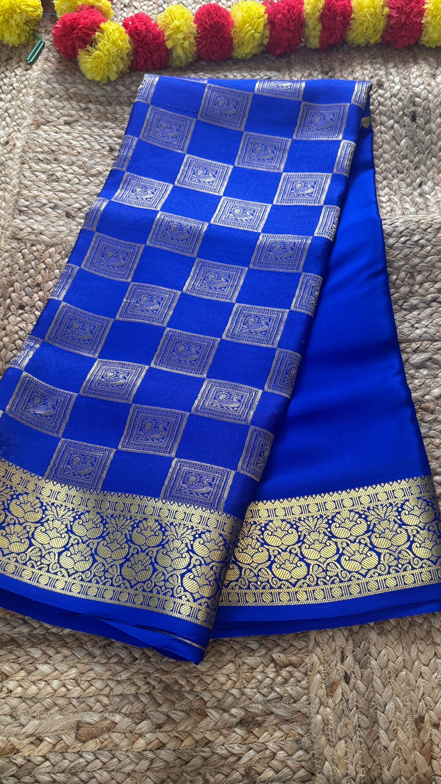 Pure Mysore Silk Saree - Bespoke - Blue half n half - Mysuru - 05