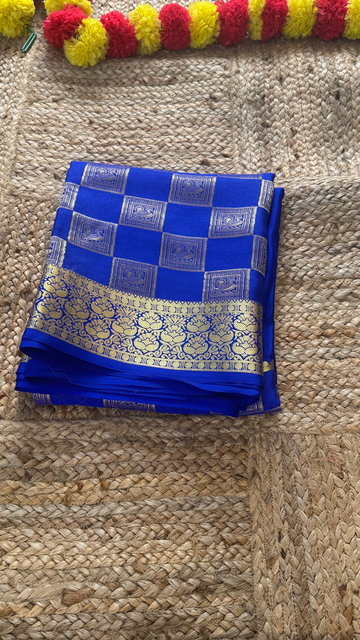 Pure Mysore Silk Saree - Bespoke - Blue half n half - Mysuru - 05