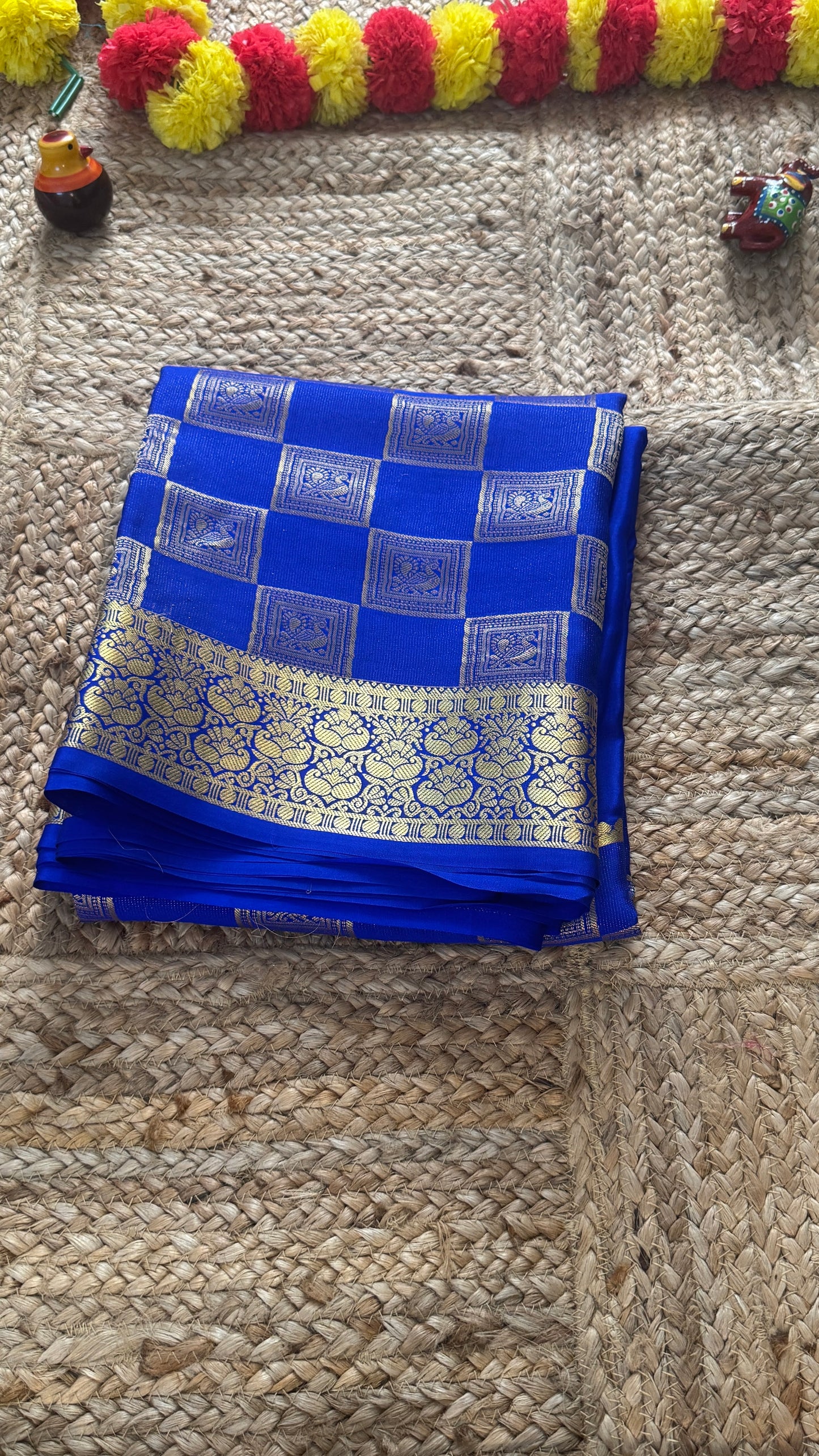 Pure Mysore Silk Saree - Bespoke - Blue half n half - Mysuru - 05