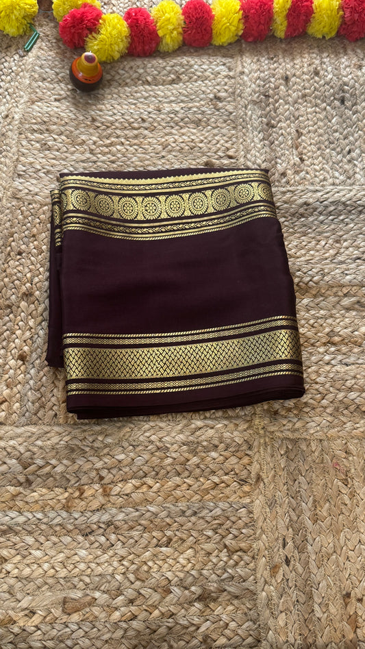 Pure Mysore Silk | Bespoke - Monotone Brown Saree - Mysuru - 05