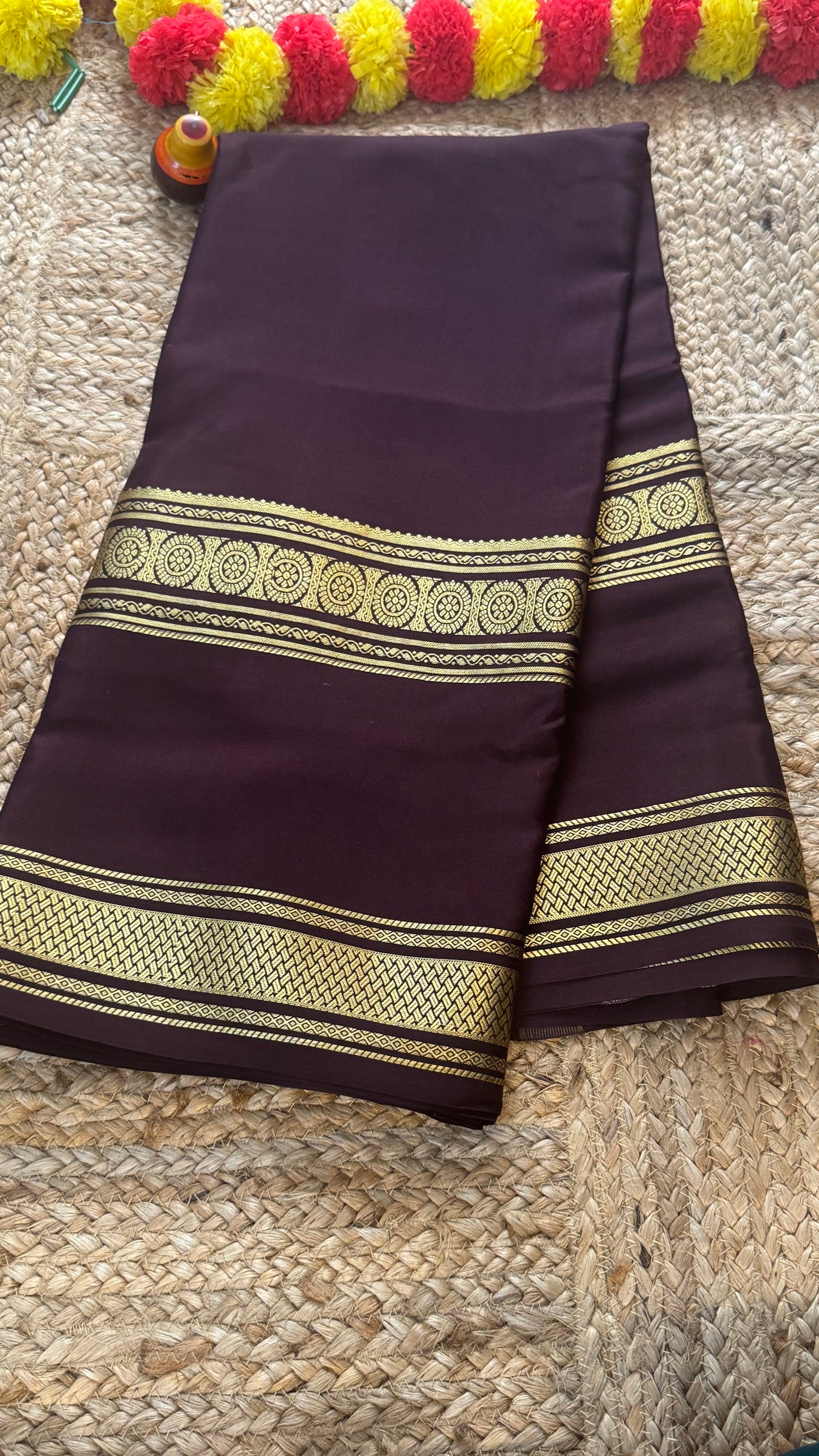 Pure Mysore Silk | Bespoke - Monotone Brown Saree - Mysuru - 05