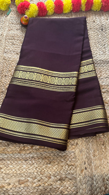 Pure Mysore Silk | Bespoke - Monotone Brown Saree - Mysuru - 05
