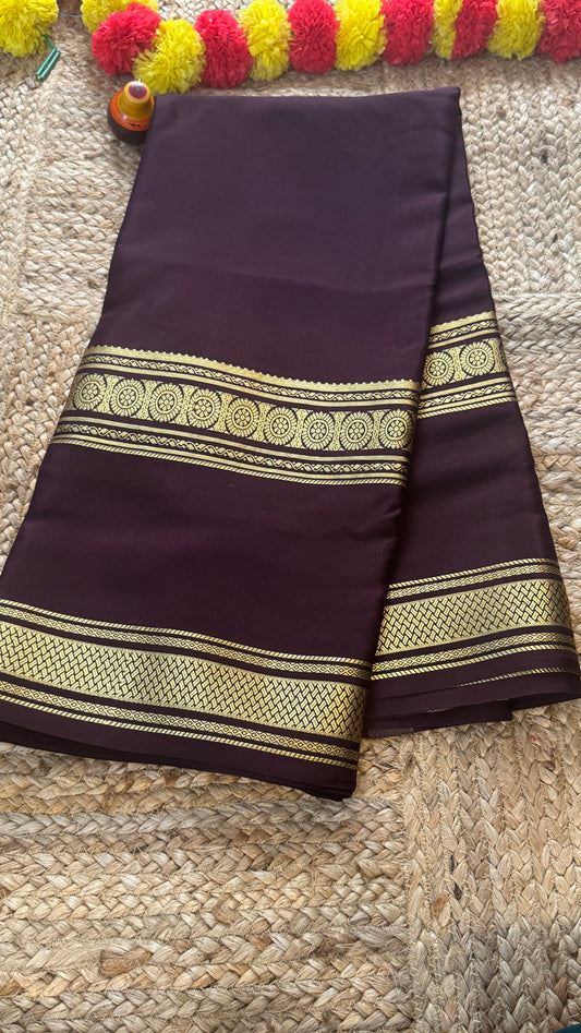 Pure Mysore Silk | Bespoke - Monotone Brown Saree - Mysuru - 05