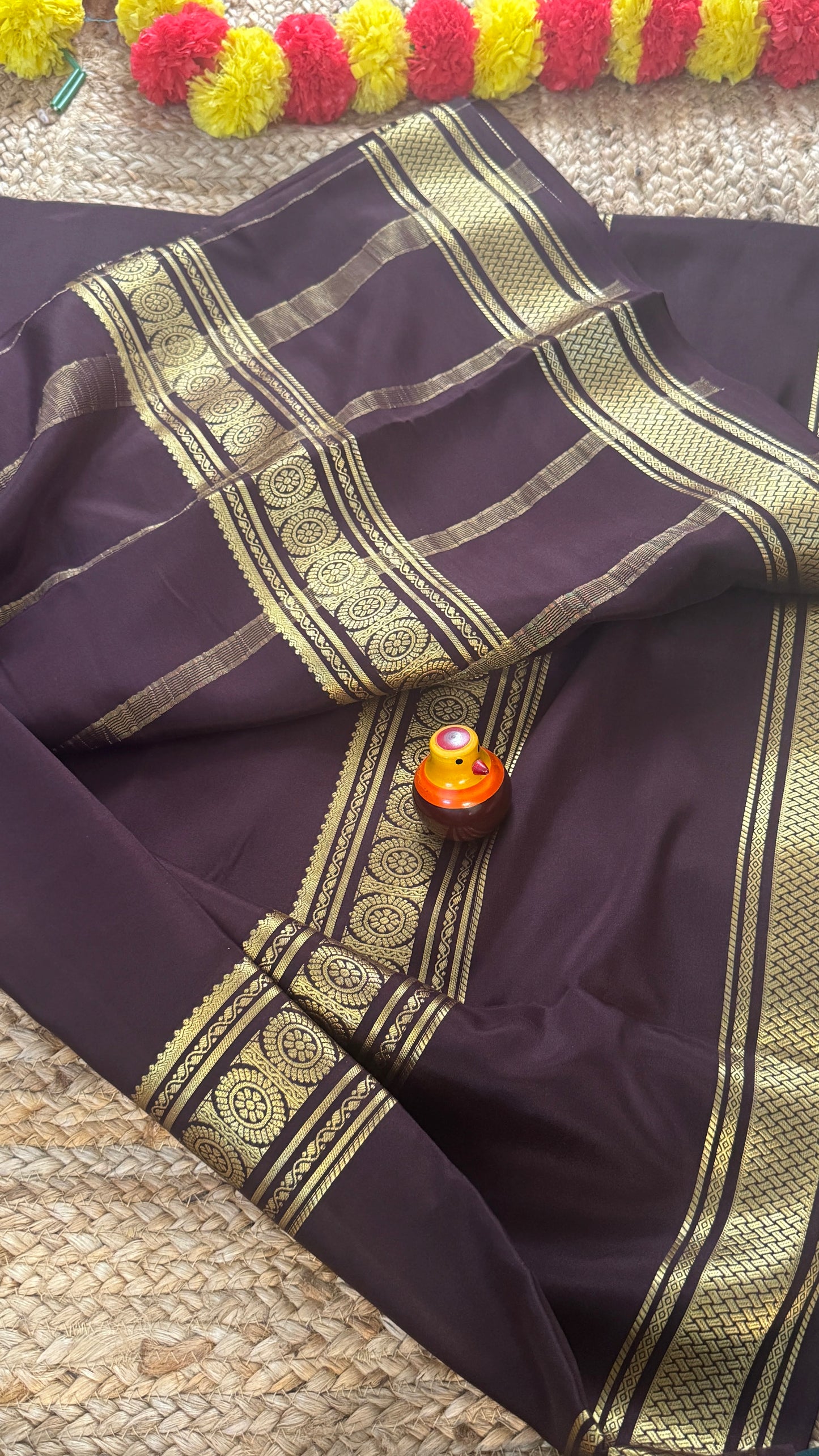 Pure Mysore Silk | Bespoke - Monotone Brown Saree - Mysuru - 05