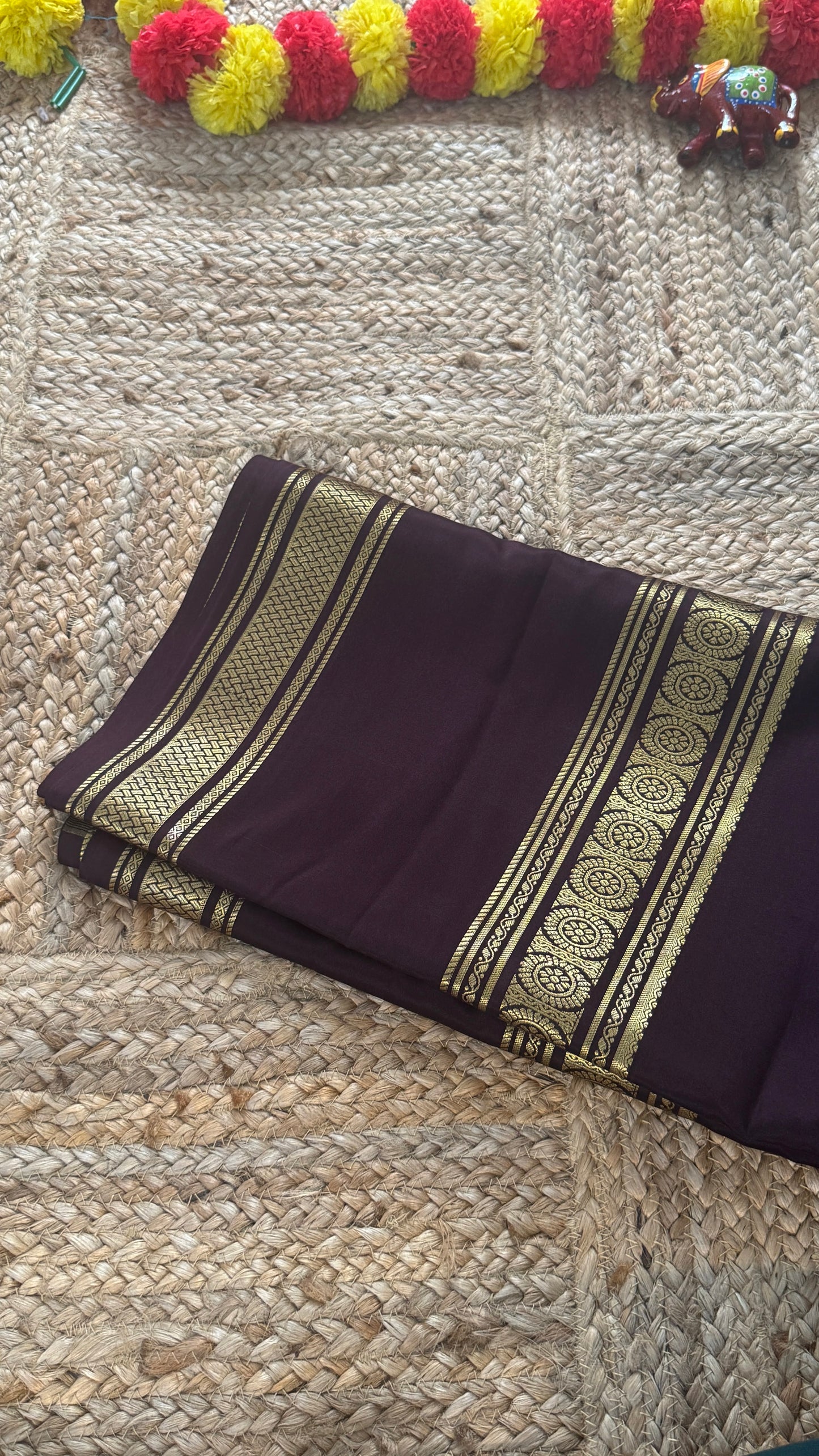 Pure Mysore Silk | Bespoke - Monotone Brown Saree - Mysuru - 05