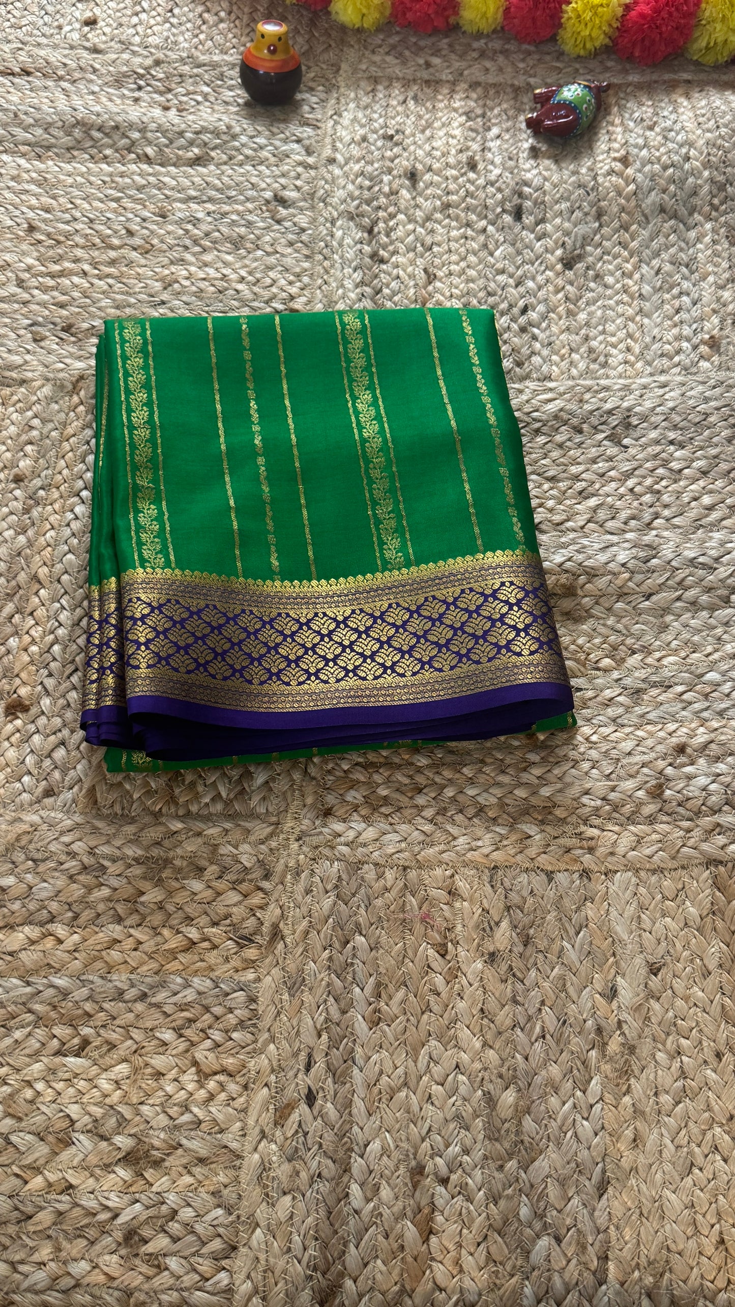 Pure Mysore Silk | Bespoke - Green n Blue Saree - Mysuru - 05