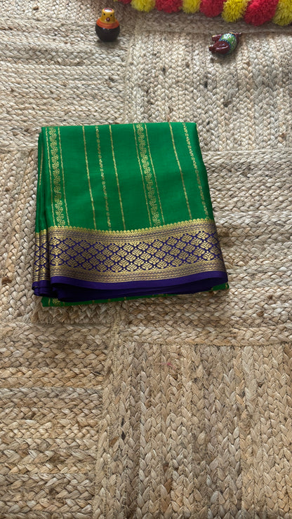Pure Mysore Silk | Bespoke - Green n Blue Saree - Mysuru - 05