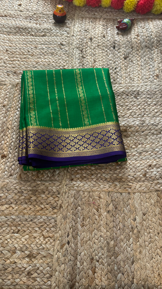 Pure Mysore Silk | Bespoke - Green n Blue Saree - Mysuru - 05